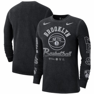 ナイキ メンズ Tシャツ ロンT 長袖 ネッツ "Brooklyn Nets" Nike Courtside Retro Elevated Long Sleeve T-Shirt - Black