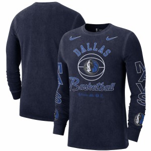 ナイキ メンズ Tシャツ ロンT 長袖 マーヴェリックス "Dallas Mavericks" Nike Courtside Retro Elevated Long Sleeve T-Shirt - Navy