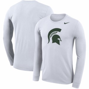 ナイキ メンズ Tシャツ ロンT 長袖 "Michigan State Spartans" Nike School Logo Legend Performance Long Sleeve T-Shirt - White