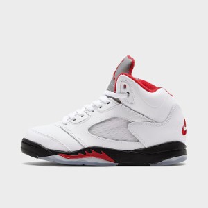 ジョーダン キッズ/ジュニア レトロ５ Jordan Retro 5 PS バッシュ True White/Fire Red/Black ミニバス