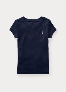 ポロ ラルフローレン 2-6X ガールズ/キッズ Polo Ralph Lauren Jersey V-Neck T-Shirt Tシャツ 半袖 French Navy T-shirt 女の子