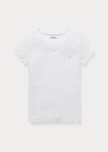 ポロ ラルフローレン 2-6X ガールズ/キッズ Polo Ralph Lauren Jersey V-Neck T-Shirt Tシャツ 半袖 White T-shirt 女の子