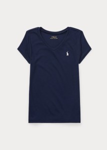 ポロ ラルフローレン 7-16 ガールズ/キッズ Polo Ralph Lauren Jersey V-Neck T-Shirt Tシャツ 半袖 French Navy T-shirt 女の子