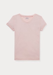 ポロ ラルフローレン 7-16 ガールズ/キッズ Polo Ralph Lauren Jersey V-Neck T-Shirt Tシャツ 半袖 Hint Of Pink T-shirt 女の子 