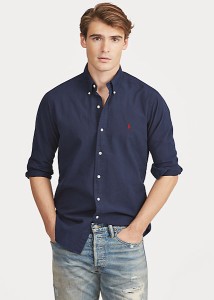 ラルフローレン メンズ シャツ Polo Ralph Lauren Garment-Dyed Oxford Shirt カッターシャツ Classicサイズ RL Navy