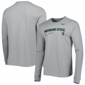 ナイキ メンズ Tシャツ 長袖 ロンT "Michigan State Spartans" Nike Team Practice Performance Long Sleeve T-Shirt - Gray