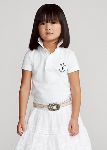  ラルフローレン 2-6X ガールズ/キッズ Polo Ralph Lauren Flag Cotton Mesh Polo Shirt ポロシャツ 半袖 White 女の子