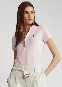 ポロ ラルフローレン レディース Polo Ralph Laure Slim Fit Stretch Polo Shirt ポロシャツ 半袖 Country Club Pink