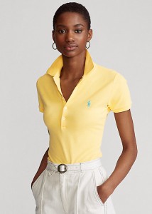 ポロ ラルフローレン レディース Polo Ralph Laure Slim Fit Stretch Polo Shirt ポロシャツ 半袖 Empire Yellow