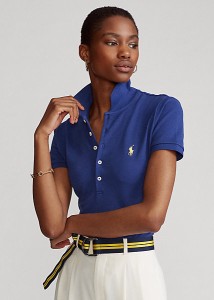 ポロ ラルフローレン レディース Polo Ralph Laure Slim Fit Stretch Polo Shirt ポロシャツ 半袖 Fall Royal