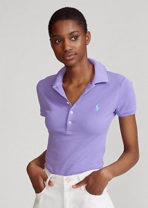 ポロ ラルフローレン レディース Polo Ralph Laure Slim Fit Stretch Polo Shirt ポロシャツ 半袖 Hampton Purple
