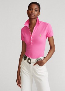 ポロ ラルフローレン レディース Polo Ralph Laure Slim Fit Stretch Polo Shirt ポロシャツ 半袖 Maui Pink