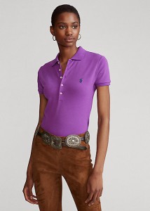 ポロ ラルフローレン レディース Polo Ralph Laure Slim Fit Stretch Polo Shirt ポロシャツ 半袖 Paloma Purple