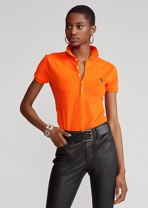 ポロ ラルフローレン レディース Polo Ralph Laure Slim Fit Stretch Polo Shirt ポロシャツ 半袖 Sailing Orange