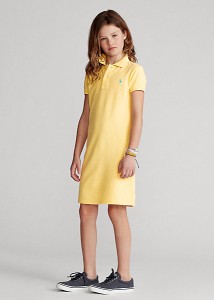 ポロ ラルフローレン 7-16 ガールズ/キッズ Polo Ralph Lauren Cotton Mesh Polo Dress ワンピース Empire Yellow 女の子