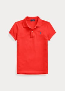 ラルフローレン 7-16 ガールズ/キッズ Polo Ralph Lauren Cotton Mesh Polo Shirt ポロシャツ 半袖 African Red 女の子