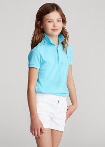 ラルフローレン 7-16 ガールズ/キッズ Polo Ralph Lauren Cotton Mesh Polo Shirt ポロシャツ 半袖 French Turquoise 女の子