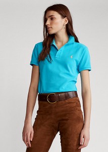 ポロ ラルフローレン レディース Polo Ralph Laure Classic Fit Mesh Polo Shirt ポロシャツ 半袖 Cove Blue