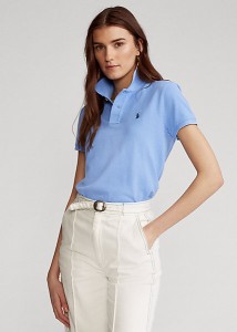 ポロ ラルフローレン レディース Polo Ralph Laure Classic Fit Mesh Polo Shirt ポロシャツ 半袖 Harbor Island Blue