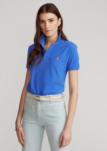 ポロ ラルフローレン レディース Polo Ralph Laure Classic Fit Mesh Polo Shirt ポロシャツ 半袖 New Iris Blue