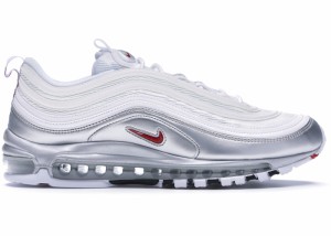 ナイキ メンズ エアマックス９７ Nike Air Max 97 Silver White スニーカー WHITE/VARSITY RED-METALLIC