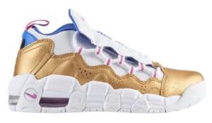 ナイキ ボーイズ/キッズ/レディース スニーカー Nike Air More Money エア モアマネー White/Fuchsia Blast/Met Gold/Racer Blue