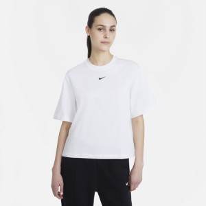 ナイキ レディース Tシャツ 半袖 Nike NSW Boxy T-Shirt - White/Black おしゃれ ブランド ウィメンズ