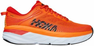 ホカオネオネ メンズ ランニングシューズ HOKA ONE ONE Men's Bondi 7 Running Shoes - Fiesta