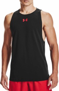 アンダーアーマー メンズ タンクトップ Under Armour Men's Baseline Cotton Tank - Black/Red/Red