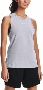 アンダーアーマー レディース タンクトップ Under Armour Women's Muscle Tank Top - Mod Gray L Heather/White