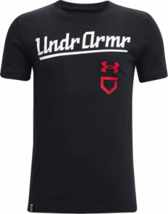 アンダーアーマー キッズ Tシャツ Under Armour Boy's Baseball Script T-shirt - Black