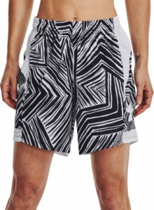 アンダーアーマー レディース バスパン Under Armour Women's Baseline 6.75'' Basketball Shorts - Black/White Print