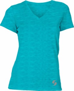 ソフィー レディース Tシャツ Soffe Juniors' Performance V-Neck T-Shirt - Scuba Blue Heather