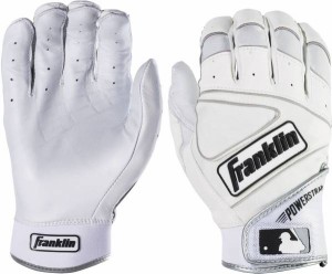 フランクリン メンズ バッティンググローブ Franklin Adult Powerstrap Batting Gloves - White/White
