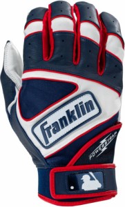 フランクリン メンズ バッティンググローブ Franklin Adult Powerstrap Hi-Lite Batting Gloves - Red White Blue