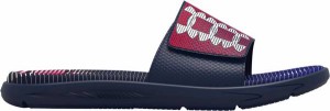 アンダーアーマー メンズ サンダル Under Armour Men's Mercenary Slides - Academy/Red/White