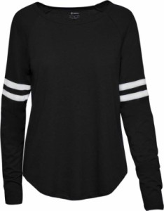 ソフィー レディース Tシャツ 長袖 ロンT Soffe Juniors' Fan Crew Jersey Long Sleeve Shirt - Black