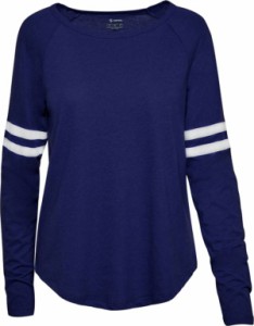 ソフィー レディース Tシャツ 長袖 ロンT Soffe Juniors' Fan Crew Jersey Long Sleeve Shirt - Navy