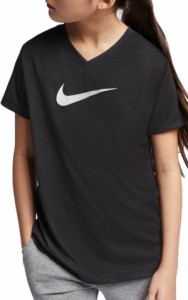 ナイキ キッズ Tシャツ Nike Girls' Dry Legend V-Neck T-Shirt - Black