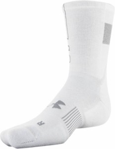 アンダーアーマー メンズ ソックス Under Armour Men's ArmourDry Running Crew Socks - White/Halo Gray