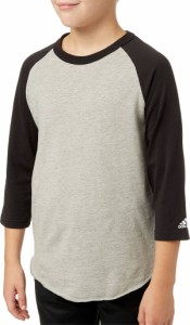 アディダス キッズ 野球 アンダーシャツ adidas Youth Triple Stripe 3/4 Sleeve Heather Baseball Shirt - Black