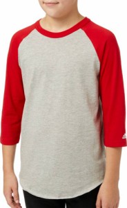 アディダス キッズ 野球 アンダーシャツ adidas Youth Triple Stripe 3/4 Sleeve Heather Baseball Shirt - Red Tango