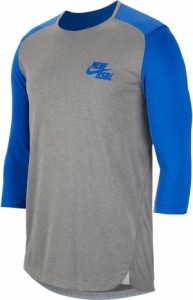 ナイキ メンズ 野球 Tシャツ Nike Men's 3/4 Sleeve Baseball Top - Tm Ryl/Dk Gry Hthr/Gm Ryl
