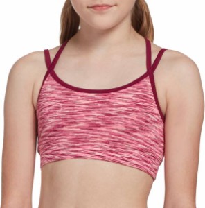 ディックス キッズ スポーツブラ DSG Girls' Heather Performance Strappy Sports Bra - Raspberry Spacedye