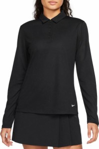 ナイキ レディース ポロシャツ 長袖 ゴルフ Nike Women's Dri-FIT Victory Long Sleeve Golf Polo - Black/White