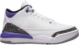 ジョーダン キッズ ジュニア バッシュ Jordan Kids' PS Air Jordan 3 Retro - White/Black/Purple 白 ホワイト バスケットシューズ ミニ