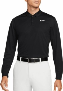 ナイキ メンズ ポロシャツ 長袖 Nike Men's Dri FIT Victory Solid Long Sleeve Golf Polo - Black