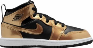 ジョーダン キッズ ジュニア バッシュ Jordan Kids' PS Air Jordan 1 Mid SE - Black/Metallic Gold/White ブラック 