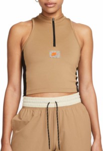 ナイキ レディース タンクトップ Nike Women's Sportswear 1/2 Zip Tank Top - Dk Driftwood