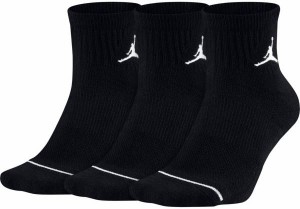 ジョーダン メンズ バスケットボール ソックス 靴下 Jordan Jumpman High-Intensity Quarter Socks ? 3 Pack - Black/Black/Black